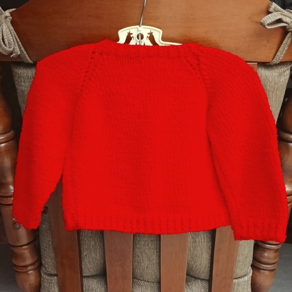 Red Knit Cardigan with Hearts - Picture 4 of 7